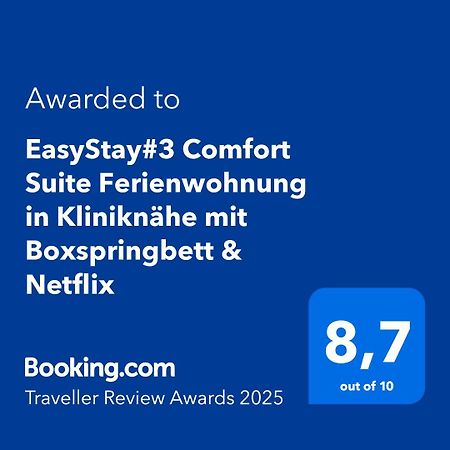 Easystay#3 Comfort Suite Ferienwohnung In Kliniknaehe Mit Boxspringbett & Netflix 바트왼하우젠 외부 사진